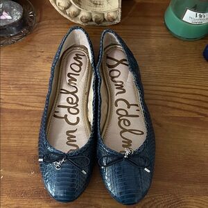 Sam Edelman Navy Snakeskin Flats